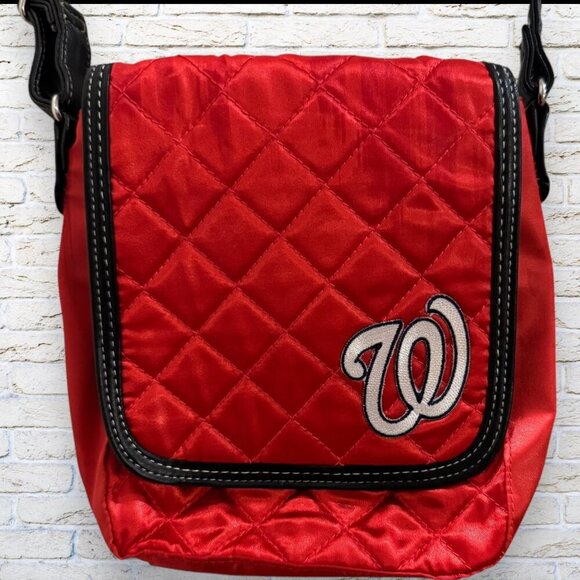 Profanity Washington Nationals MLB Baseball Quilted Red Crossbody Bag Purse - Picture 1 of 4